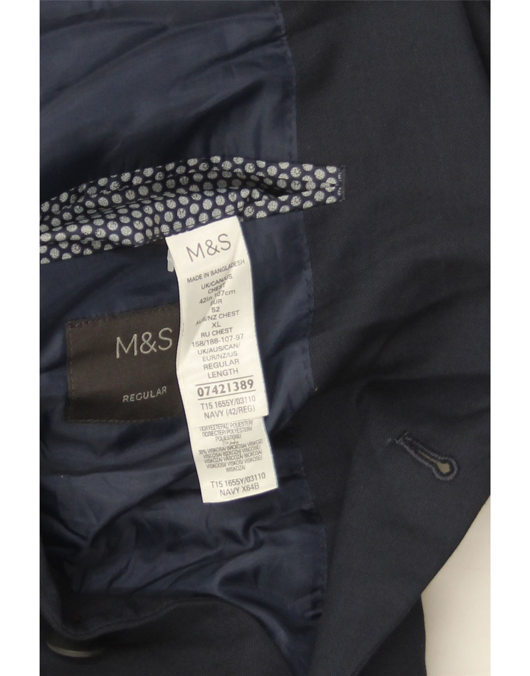 Jachetă pentru bărbați Marks & Spencer, cu 2 nasturi, UK 42, mare, bleumarin