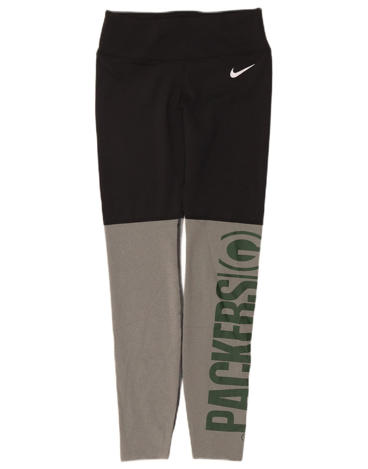 Leggings NIKE Green Bay Packers pentru femei UK 12 Medium Black Colorblock
