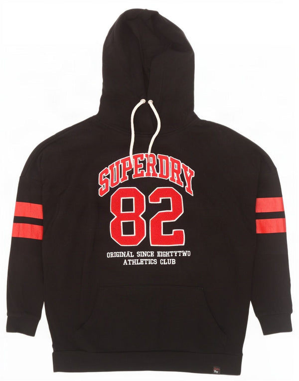 Pulover Superdry pentru bărbați, cu grafică largi, bumbac, negru