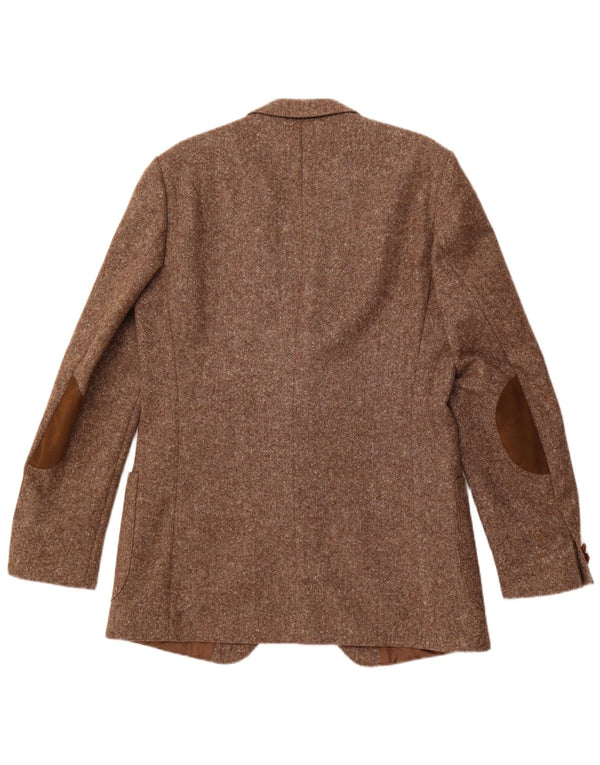 Jachetă pentru bărbați VINTAGE cu 2 nasturi, UK 38, maro mediu, lână nouă cu pete