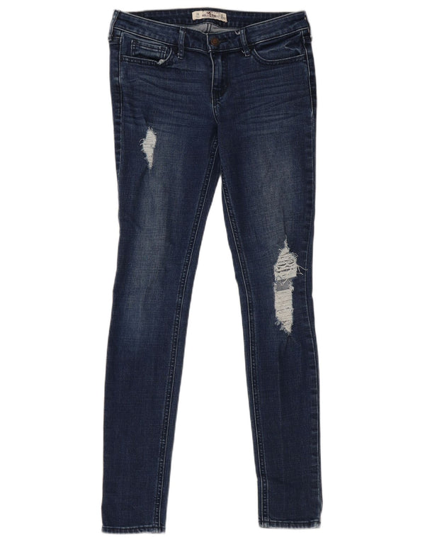 Blugi skinny învechiți pentru femei HOLLISTER W26 L31 bumbac bleumarin