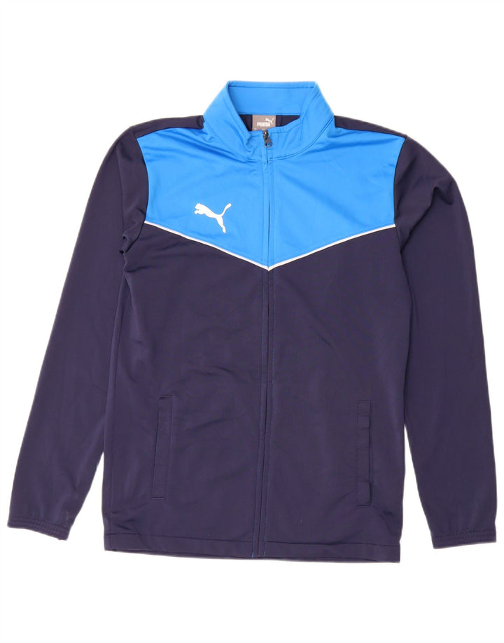 Jachetă de trening pentru bărbați Puma, din poliester color block, albastru bleumarin