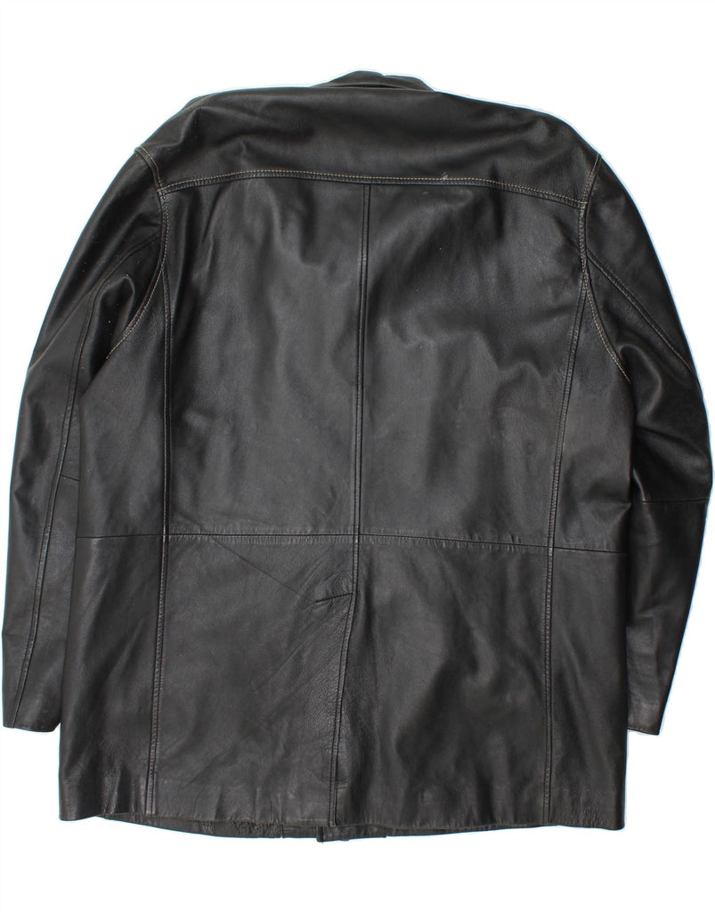 RIVER ISLAND Mens Leather Coat UK 42 XL Black Leather Vintage River Island and Second-Hand River Island from Messina Hembry 
