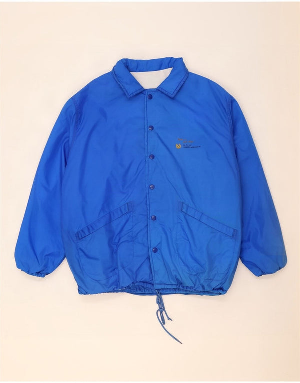 Vintage Mens Graphic Windbreaker Jacket UK 42 XL Blue Nylon