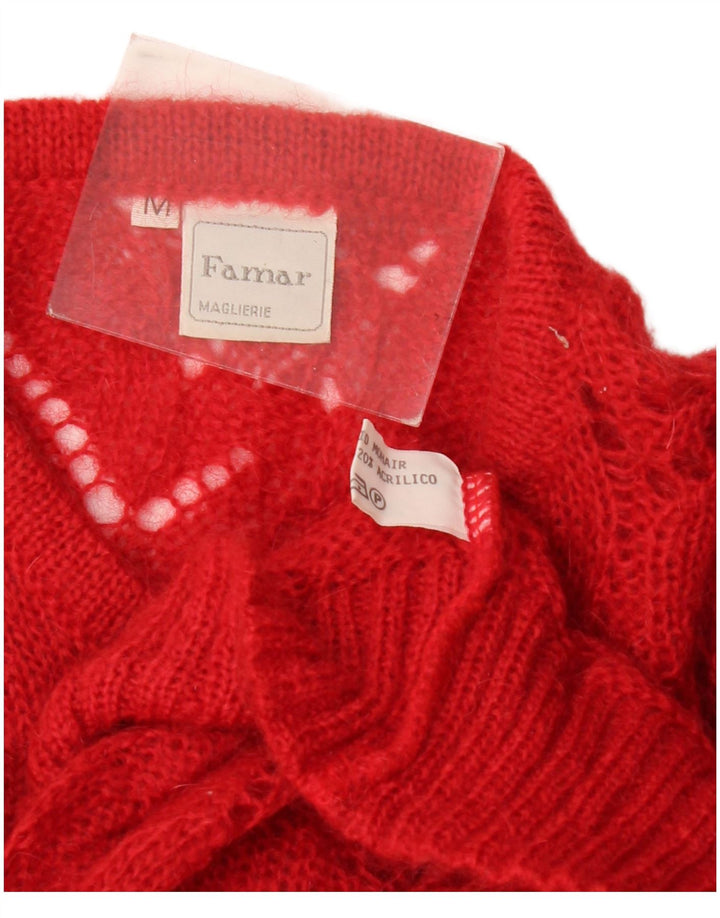 Pulover cardigan supradimensionat pentru damă vintage UK 14 roșu mediu