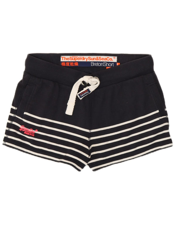 Pantaloni scurti sport Superdry pentru femei UK 14, mari, albastru, bumbac cu dungi
