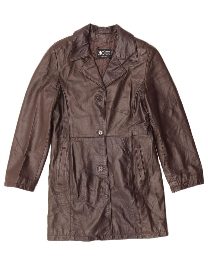 EMANUELE CURCI  Womens Leather Coat IT 46 Large Brown Leather