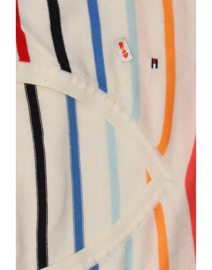 TOMMY HILFIGER Pulover cu decolteu în V pentru femei UK 10 Mic cu dungi albe