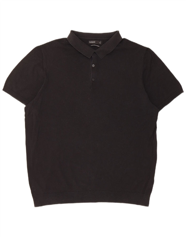 Tricou polo pentru bărbați Marks & Spencer XL, mătase neagră
