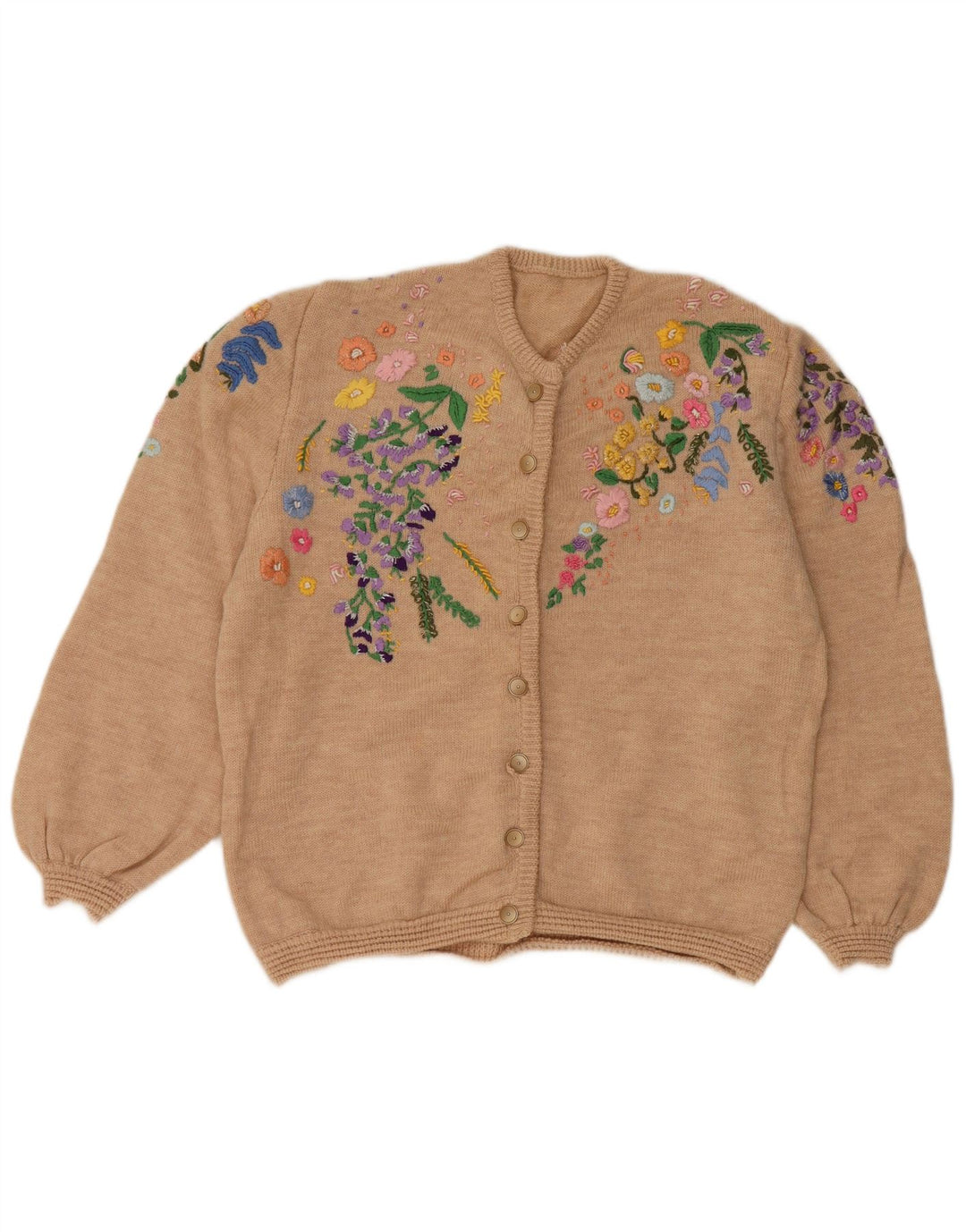 Pulover cardigan pentru femei VINTAGE UK 14 mare, bej, floral