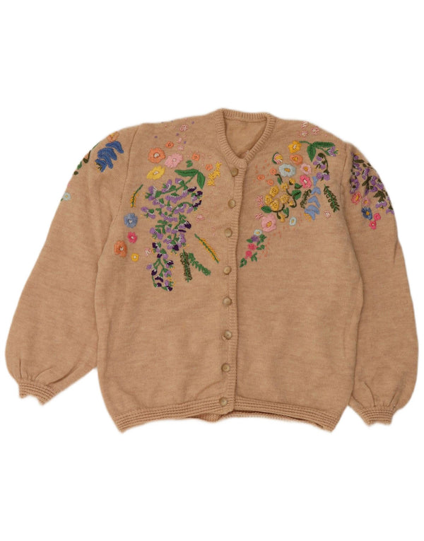 Pulover cardigan pentru femei VINTAGE UK 14 mare, bej, floral