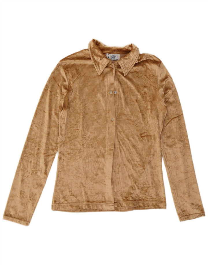 Bluză cămașă din velur pentru femei SQUAW UK 12 Medium Bej Acrilic