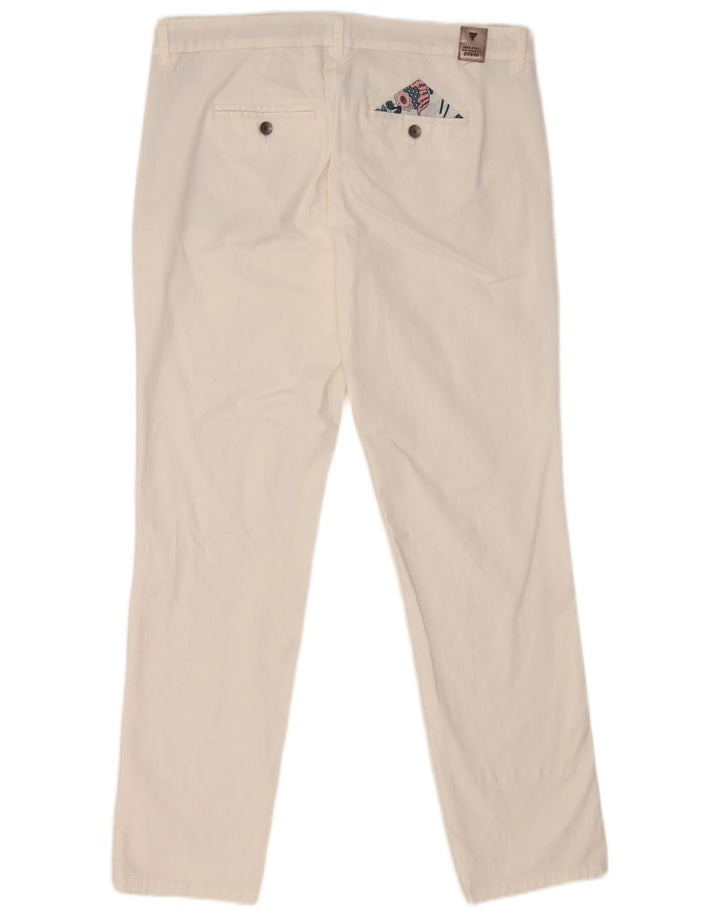 Pantaloni chino Guess pentru femei Berta Slim Fit L34 L29 alb