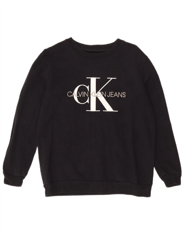 Calvin Klein Jeans Pulover cu grafic pentru femei UK 12 Medium Black