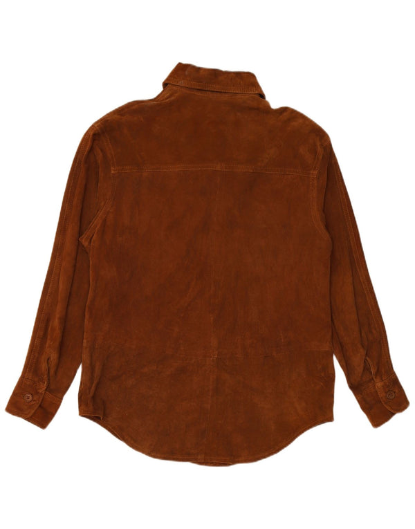 Cămașă din piele intoarsa pentru femei VINTAGE UK 16 Maro mare