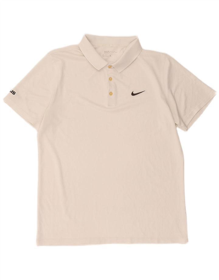 Tricou polo Nike Dri Fit pentru bărbați, mare, alb, din poliester