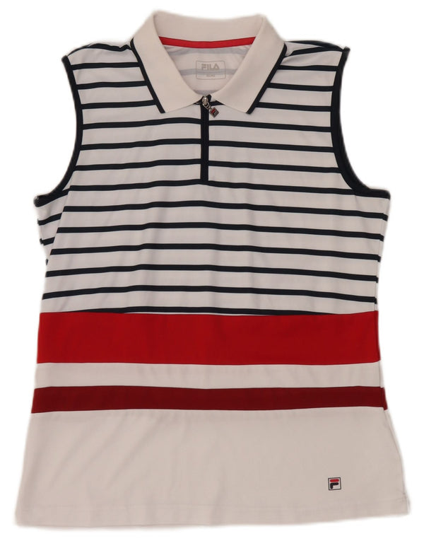 Tricou polo fără mâneci Fila pentru femei UK 18 XL Poliester cu dungi albe