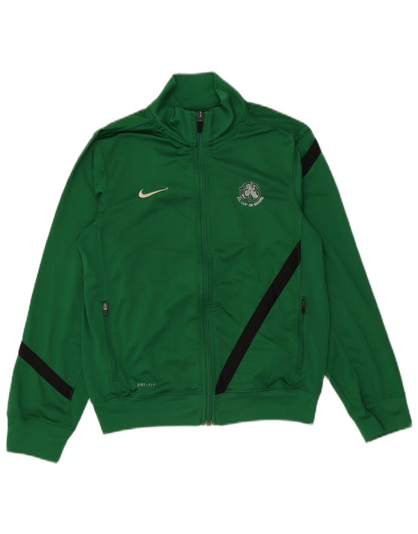 Jachetă de top pentru trening Nike Dri Fit pentru băieți 10-11 ani, verde mediu, color block