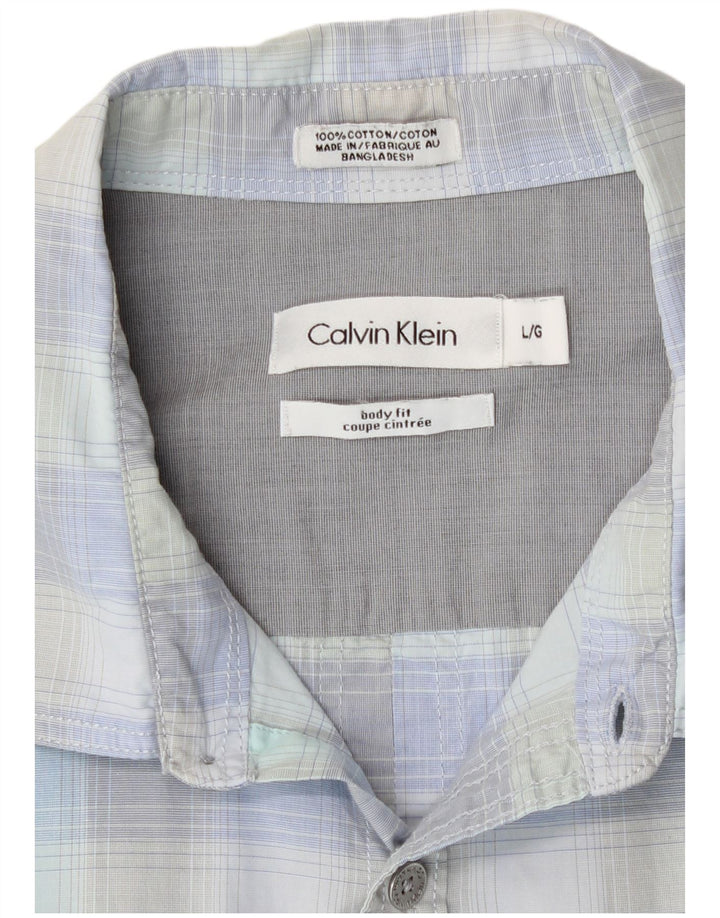 Cămașă pentru bărbați Calvin Klein, mare, albastru, din bumbac