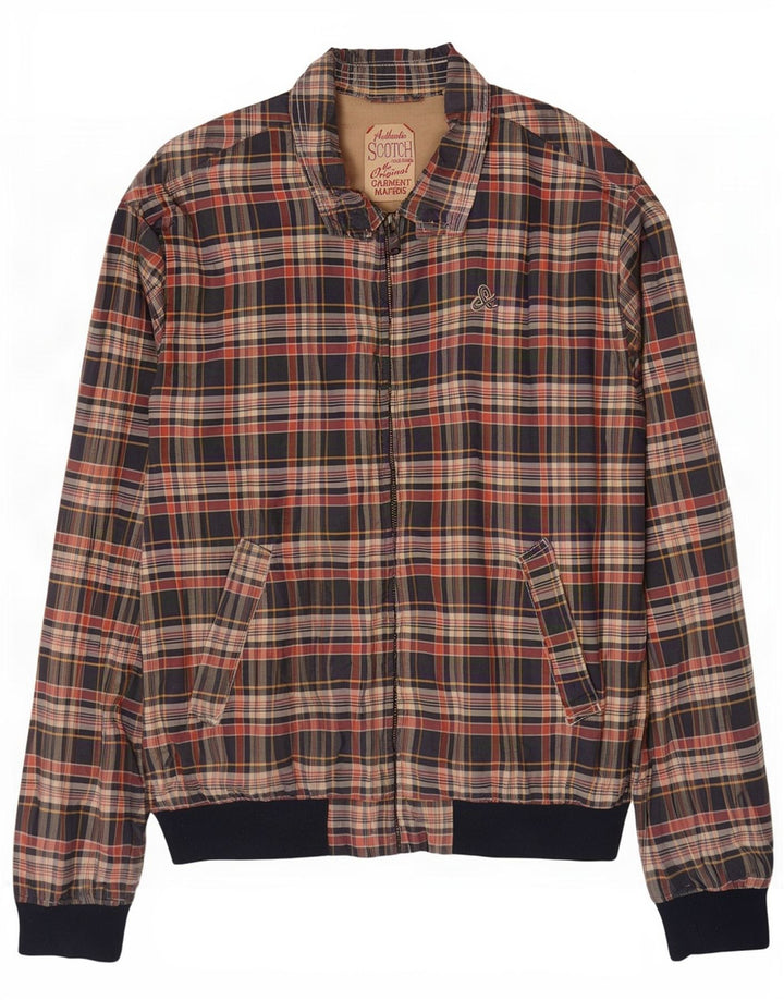 Jachetă Bomber pentru bărbați Scotch & Soda UK 42 XL, poliester cu carouri albastre