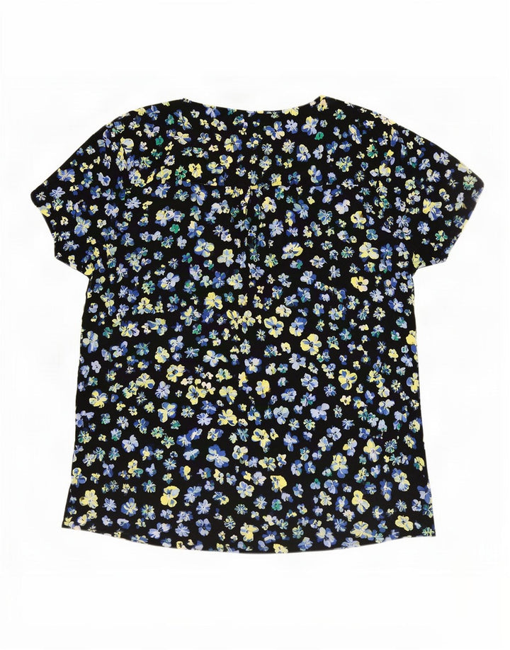 Bluză pentru femei Marks & Spencer UK 12 Poliester Floral Negru Mediu