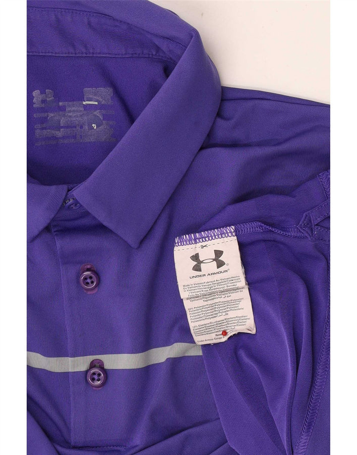Tricou polo Under Armour pentru bărbați, poliester cu dungi violet mic