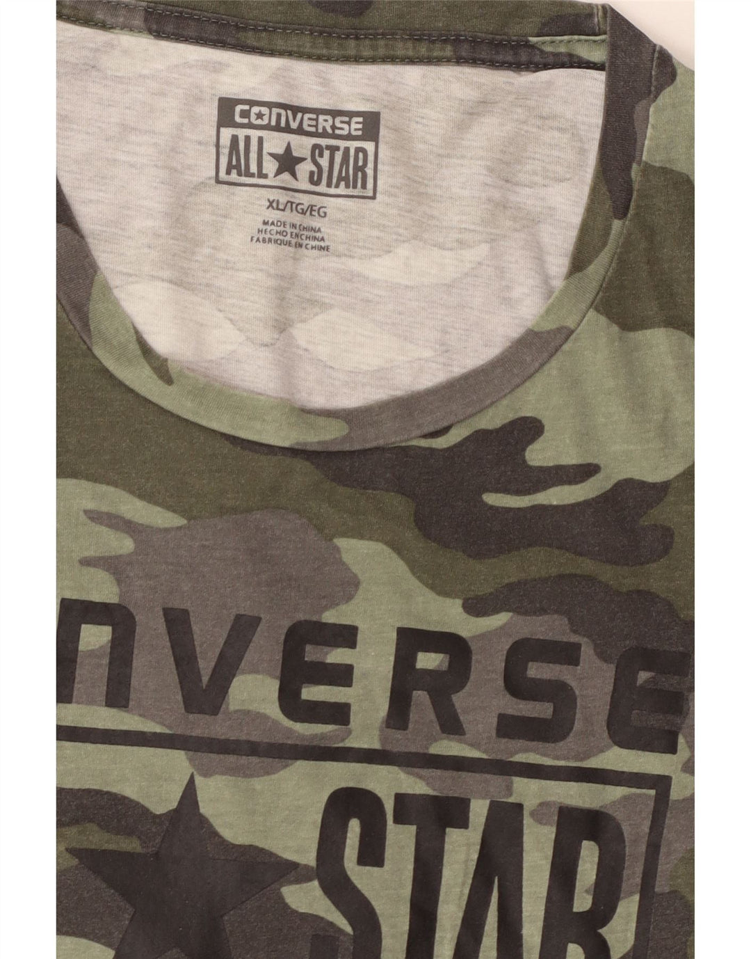 Tricou grafic Converse pentru femei, UK 18 XL, camuflaj kaki