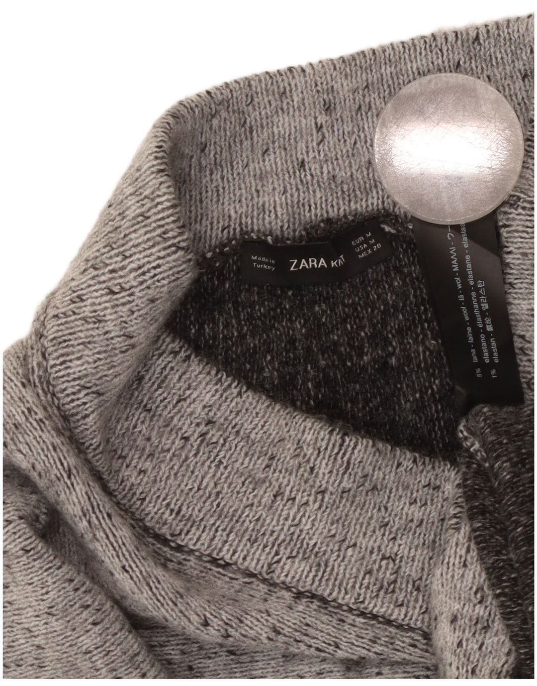 Fustă A-Line tricotată pentru femei Zara Mediu W28 Lână cu pete gri