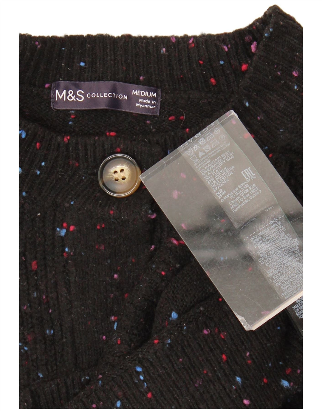 Pulover cardigan pentru femei Marks & Spencer UK 14 Medium Black Flecked Acrylic