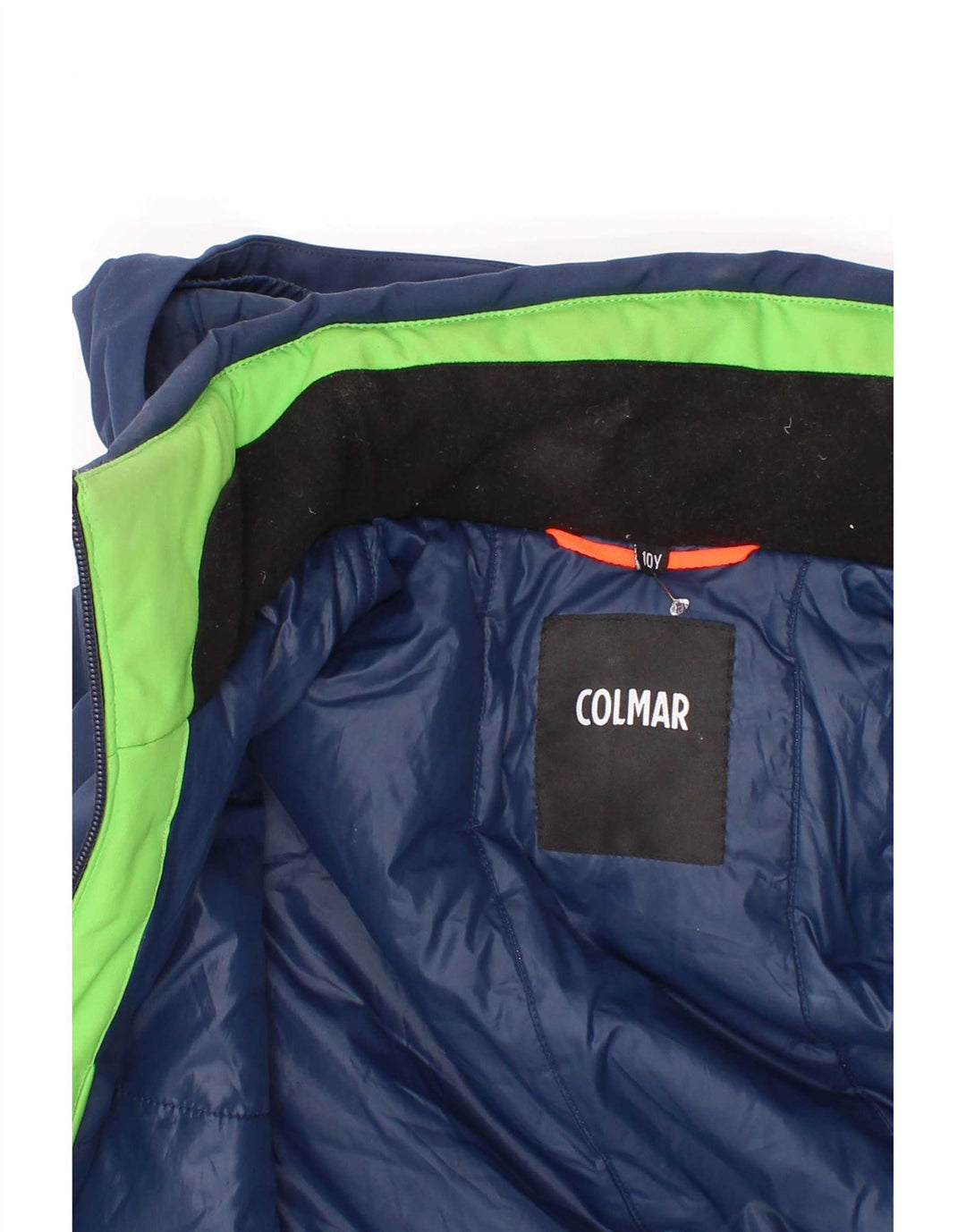 Jachetă căptușită cu glugă Colmar pentru băieți 9-10 ani, albastru bleumarin, poliester color bloc