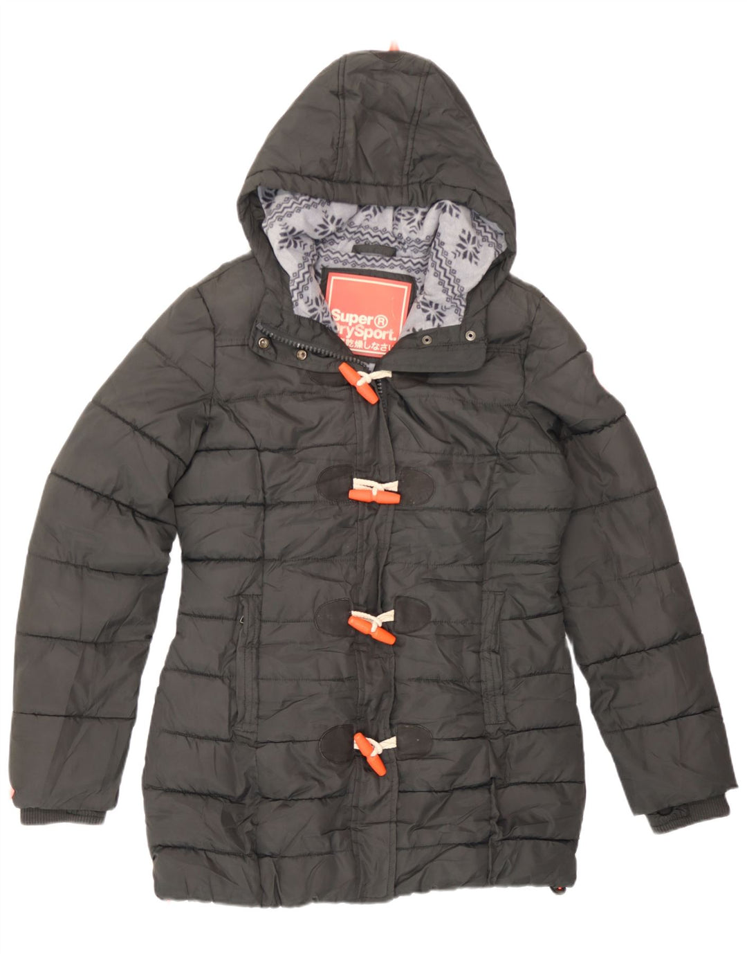 Jachetă căptușită cu glugă Superdry pentru femei UK 14 Medium Gri Poliester