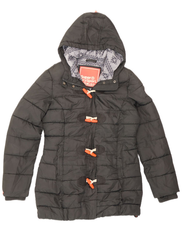 Jachetă căptușită cu glugă Superdry pentru femei UK 14 Medium Gri Poliester