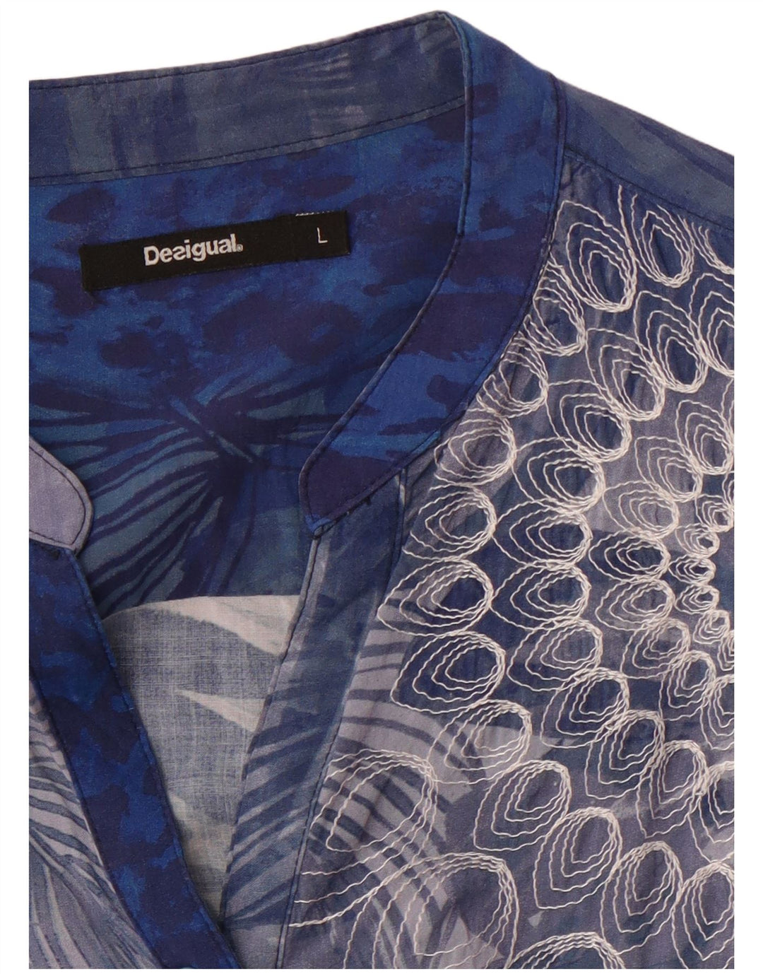 Bluză cămașă pentru femei DESIGUAL UK 14, mare, albastră, florală