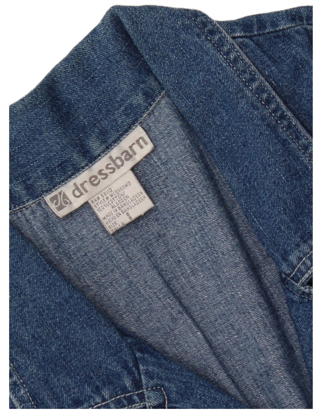 DRESS BARN Cămașă de denim cu mânecă scurtă pentru femei US 8, bumbac albastru mediu