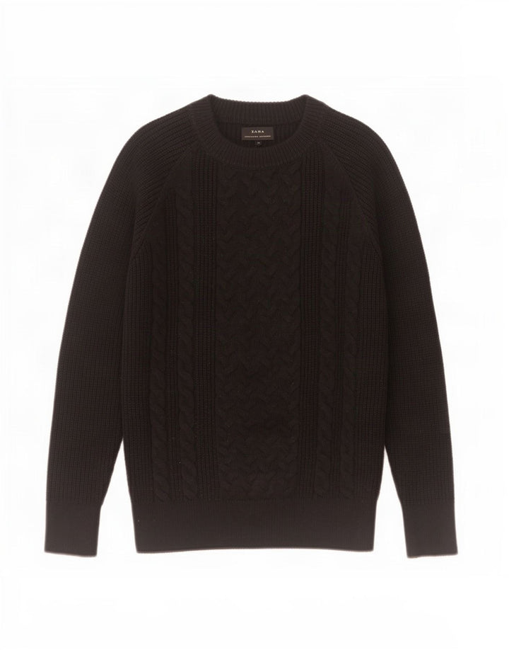 Pulover pentru bărbați Zara, cu gât de barcă, mediu acrilic, negru
