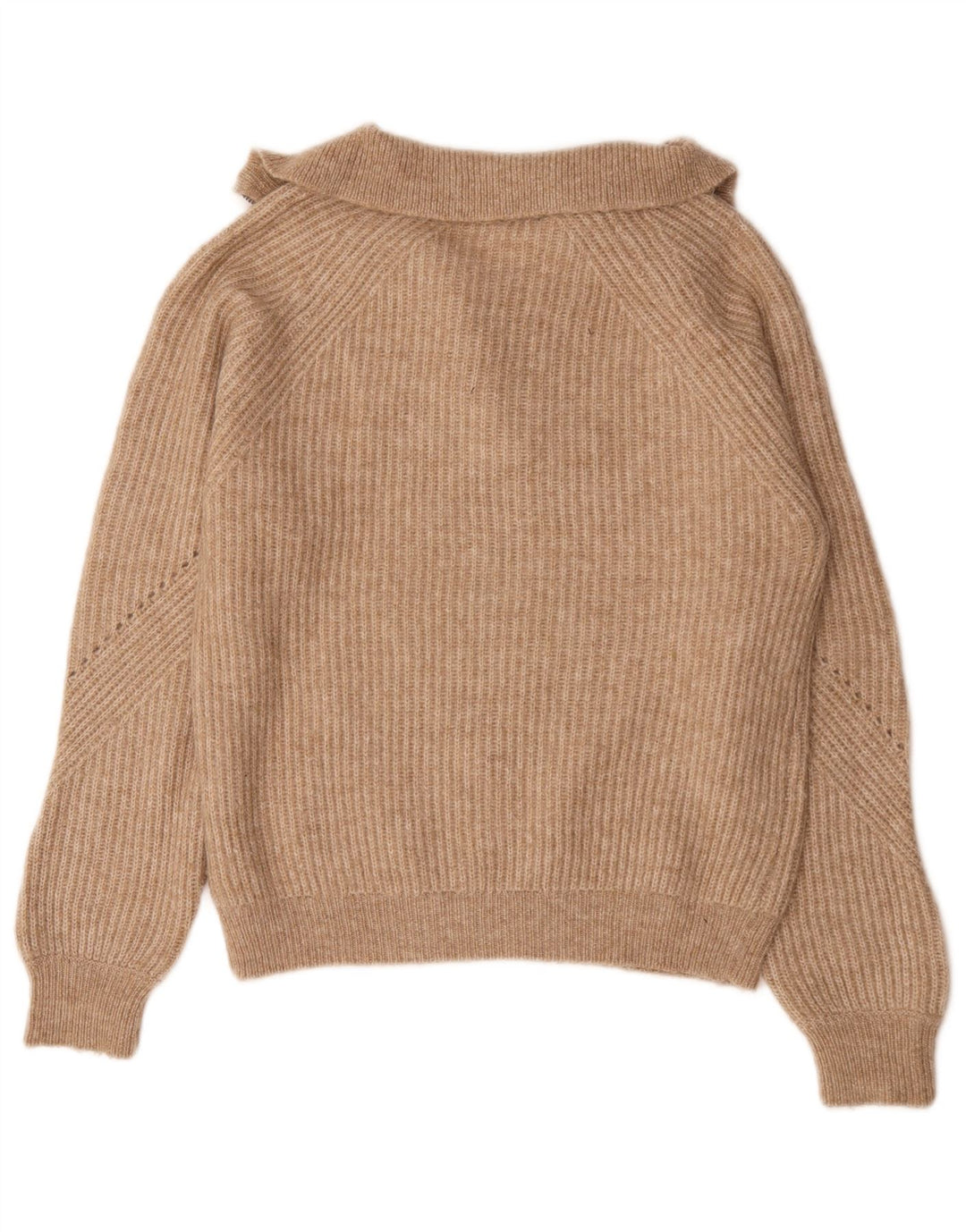 Pulover pentru femei Marks & Spencer, cu fermoar, cu gât, UK 10, maro, pete mic