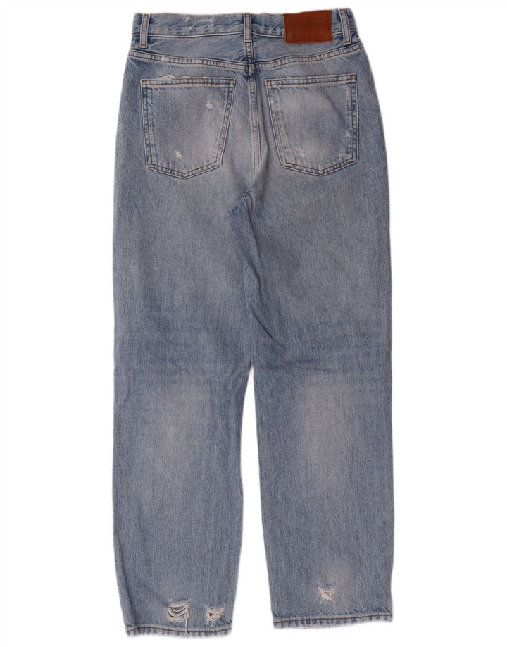 Blugi conici învechiți pentru femei Zara EU 36 XS W26 L27 Albastru Bumbac Grunge