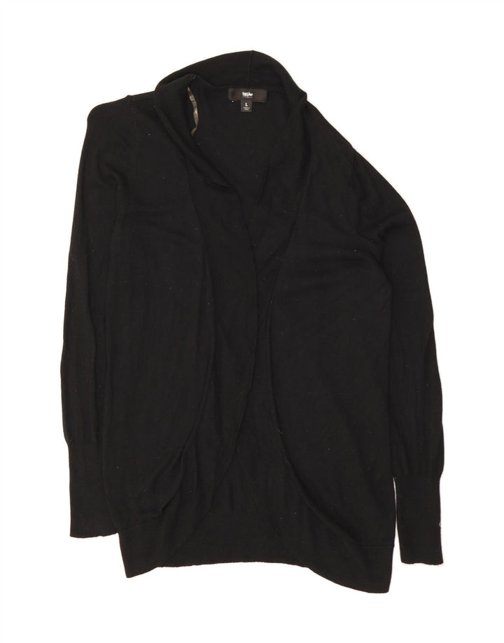 MOSSIMO Womens Open Cardigan Sweater UK 14 Large Black Nylon Vintage Mossimo and Second-Hand Mossimo from Messina Hembry 