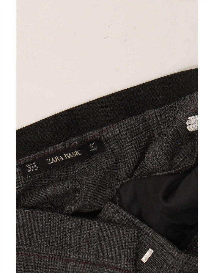 Pantaloni de costum slim pentru femei Zara Mediu L28 L27 Gri Check