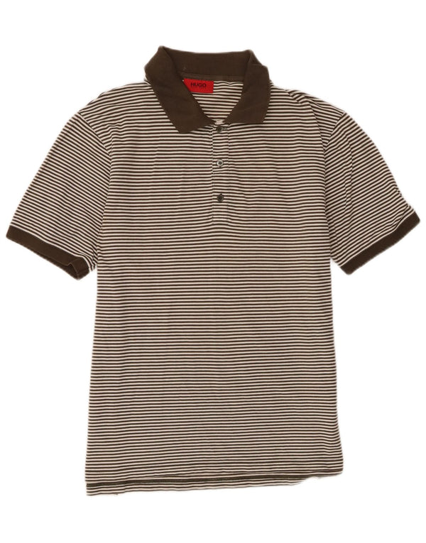 Cămașă polo pentru bărbați Hugo Boss XL Kaki, bumbac cu dungi