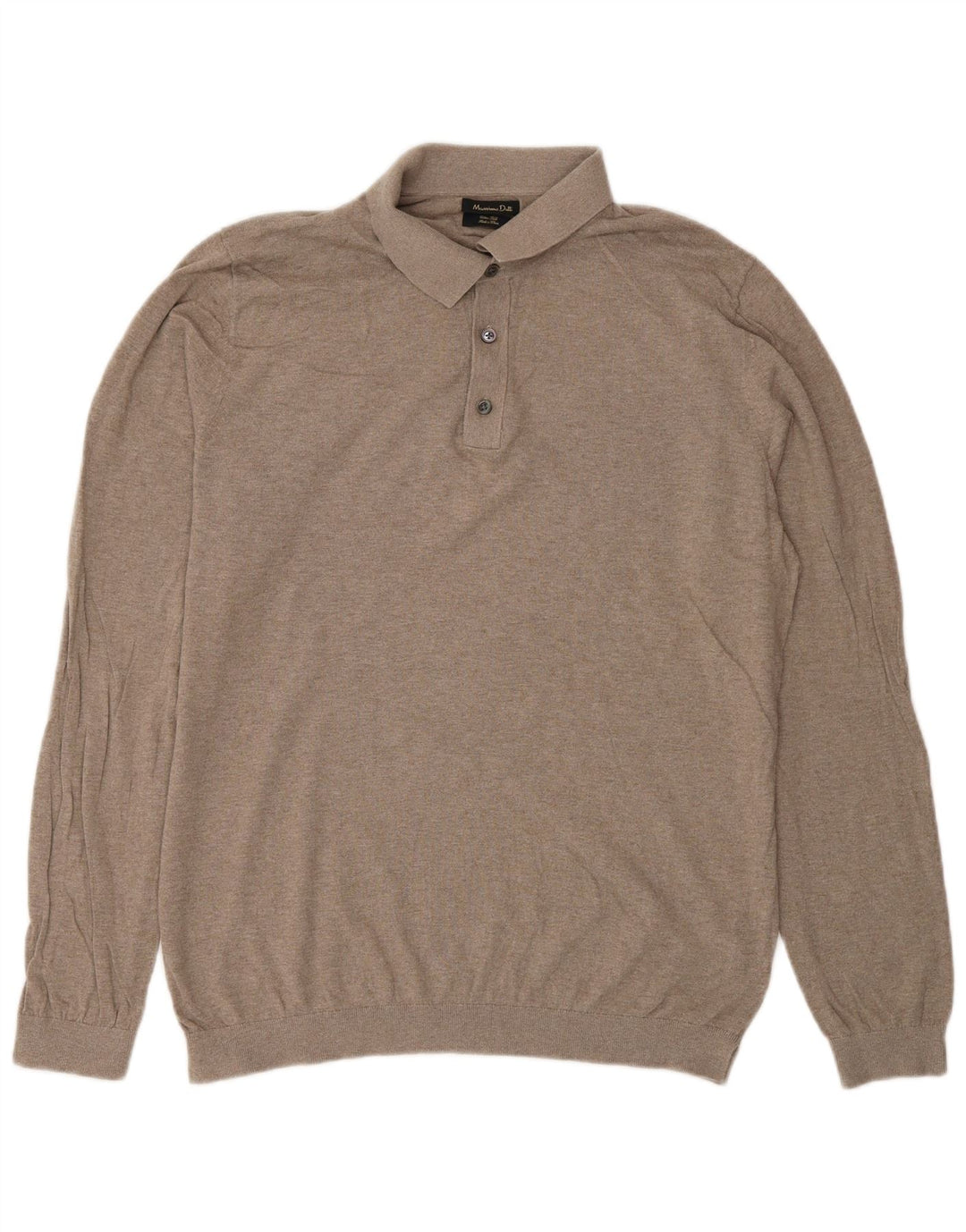 Pulover Massimo Dutti pentru bărbați cu gât polo, bumbac mediu bej