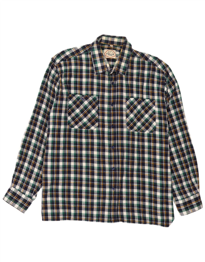 Cămașă de flanel pentru bărbați Follie Mărimea 45/46 2XL Bumbac cu carouri multicolore