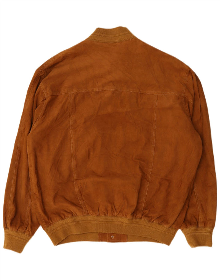 Bomber vintage pentru bărbați din piele intoarsa IT 56 3XL din piele maro