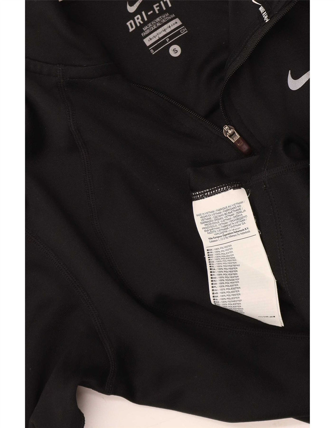 Top de trening Nike Dri Fit Zip Neck Pullover pentru femei UK 10 Small Black