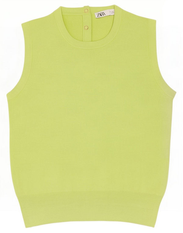 Zara Womens Vest Top UK 8 Small Green Viscose