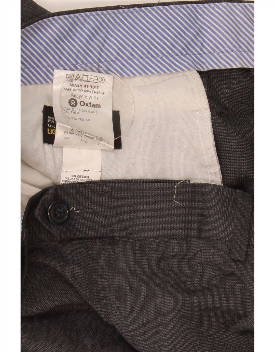 Marks & Spencer Pantaloni de costum drepți croiți pentru bărbați L36 L29 gri