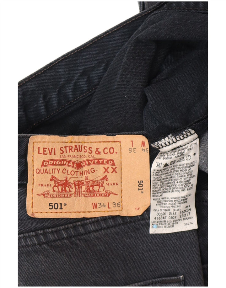 Pantaloni scurți din blugi pentru bărbați LEVI'S 501 W34 mari, bumbac bleumarin