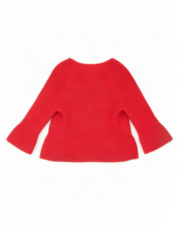 Pulover cardigan pentru femei Marks & Spencer cu mâneci 3/4 UK 14, roșu mediu acrilic