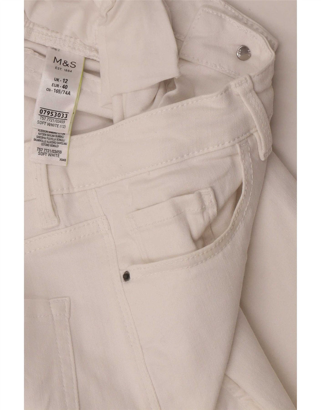 Blugi tăiați pentru femei Marks & Spencer UK 12 Medium W28 L23 Bumbac alb