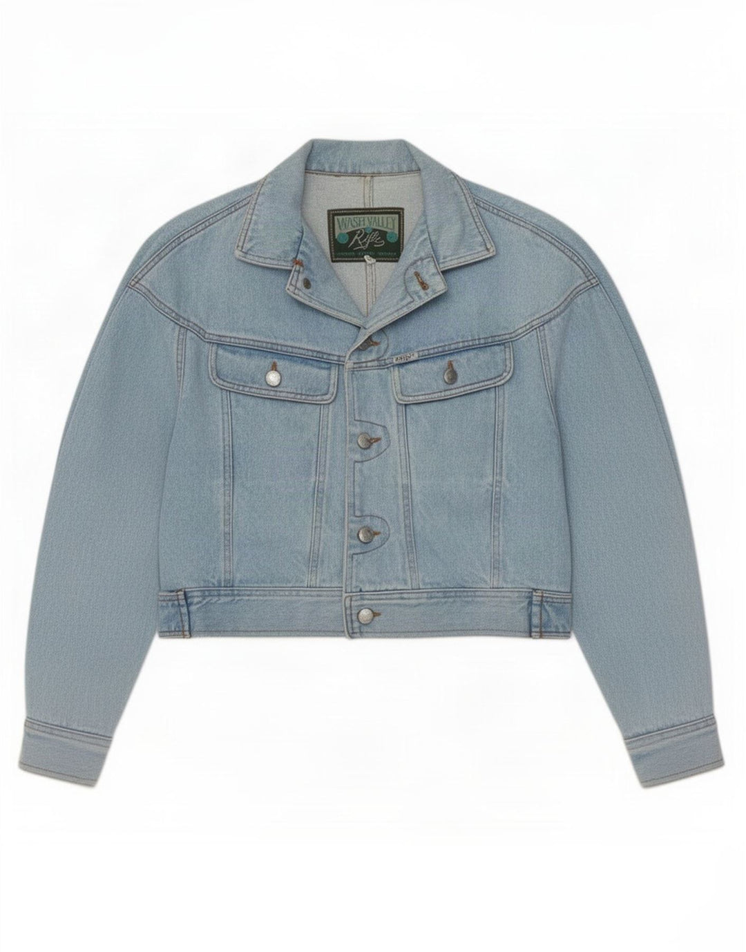 Jachetă de denim crop pentru femei Rifle UK 16 Large Blue